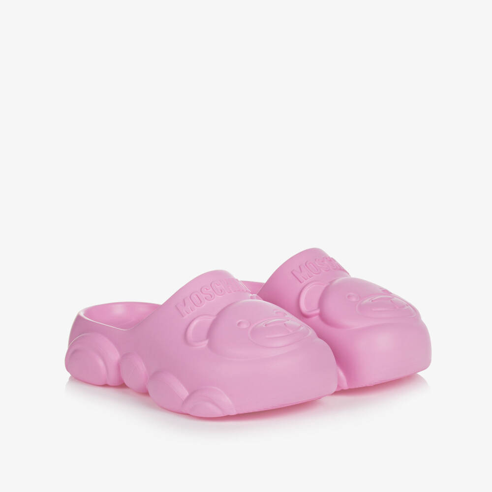 Moschino-Pink Teddy Bear Clogs | Childrensalon Outlet