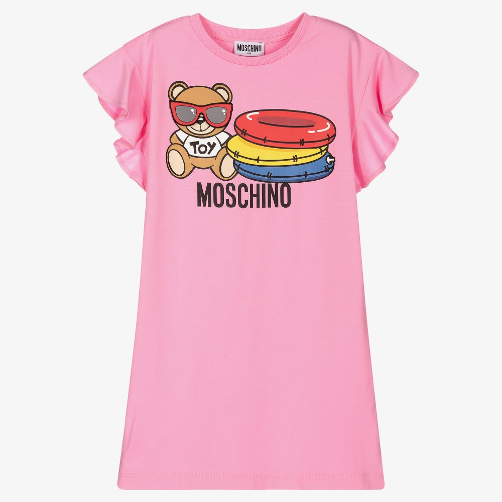Moschino Kid-Teen - Pink Teddy Bear Cotton Dress | Childrensalon