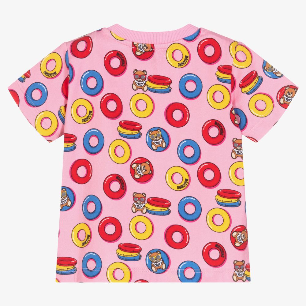Moschino Baby-Pink Teddy Bear Cotton T-Shirt | Childrensalon Outlet