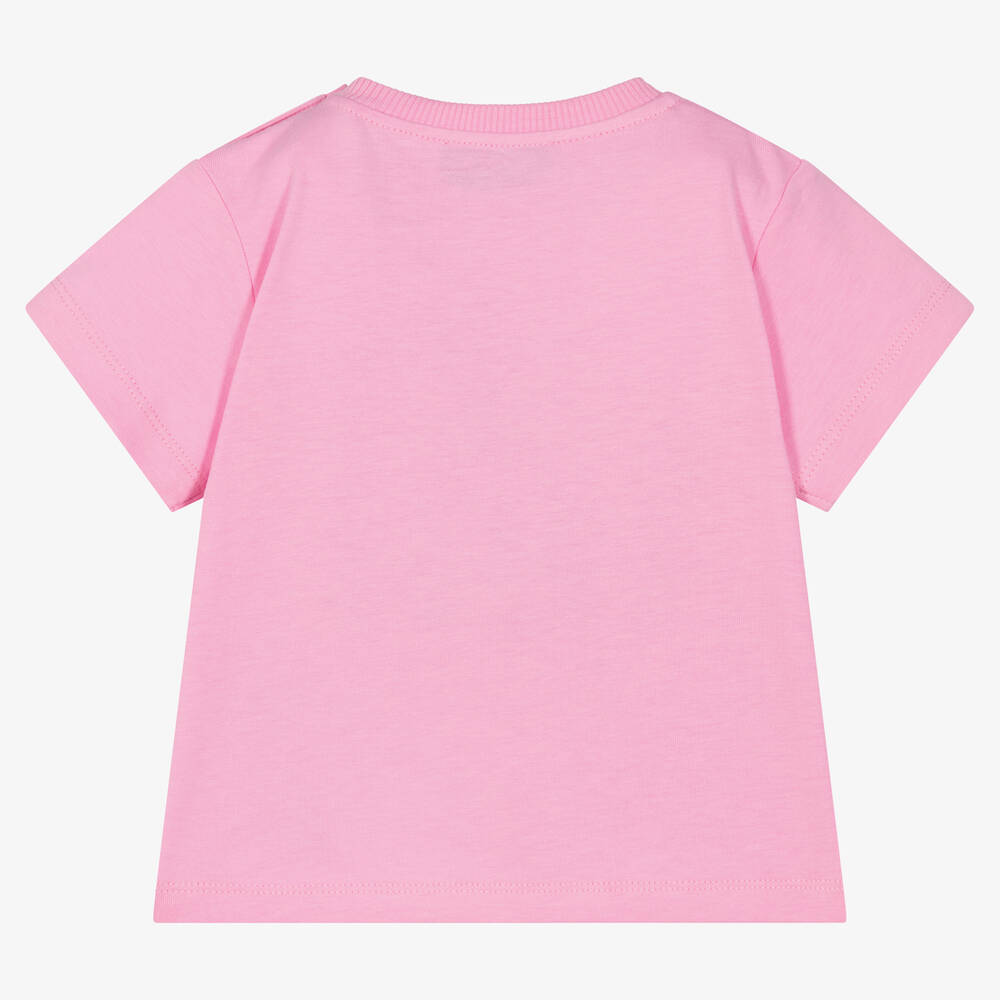 Moschino Baby-تيشيرت أطفال بناتي قطن عضوي لون زهري | Childrensalon Outlet