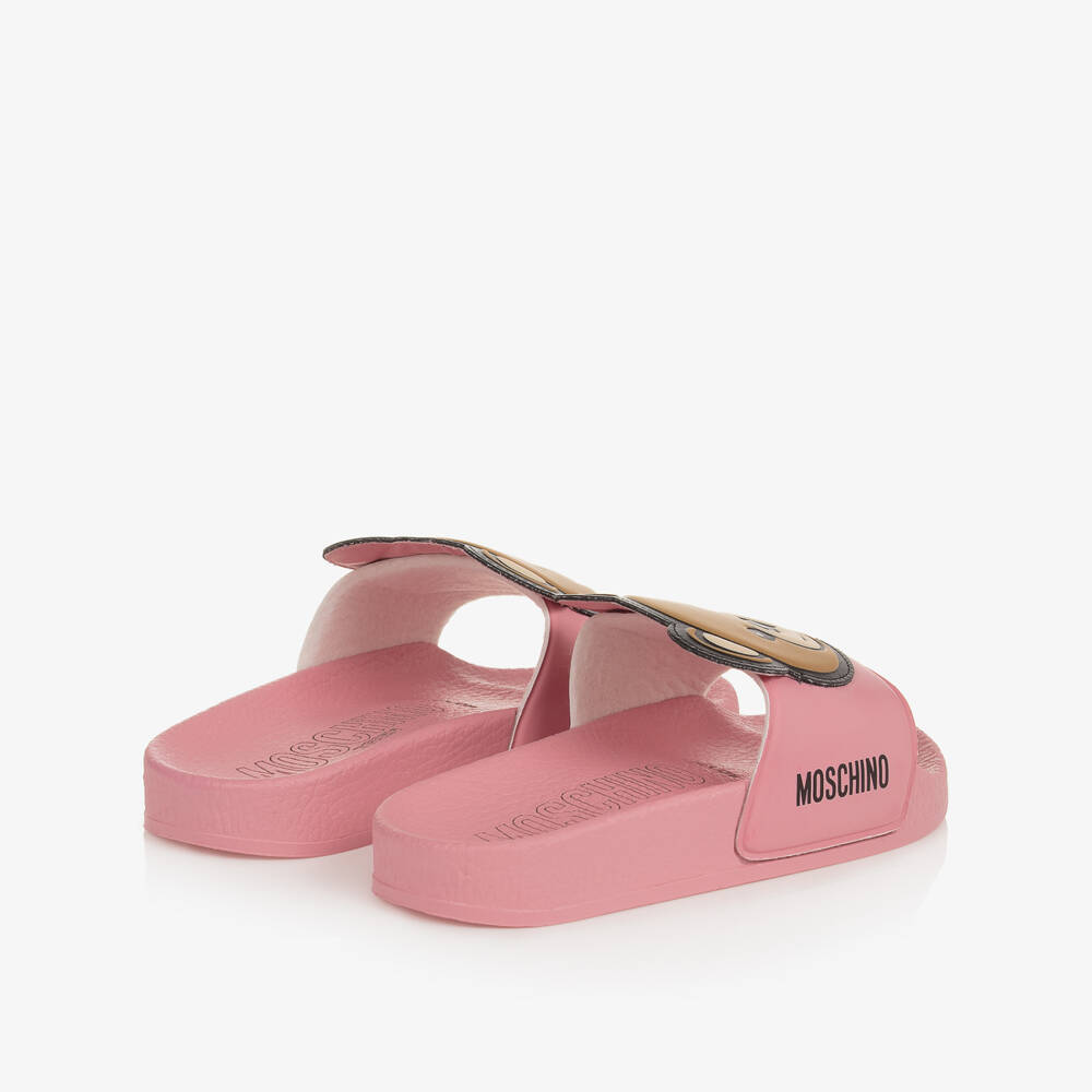Moschino-Pink Teddy Bear Logo Sliders | Childrensalon Outlet
