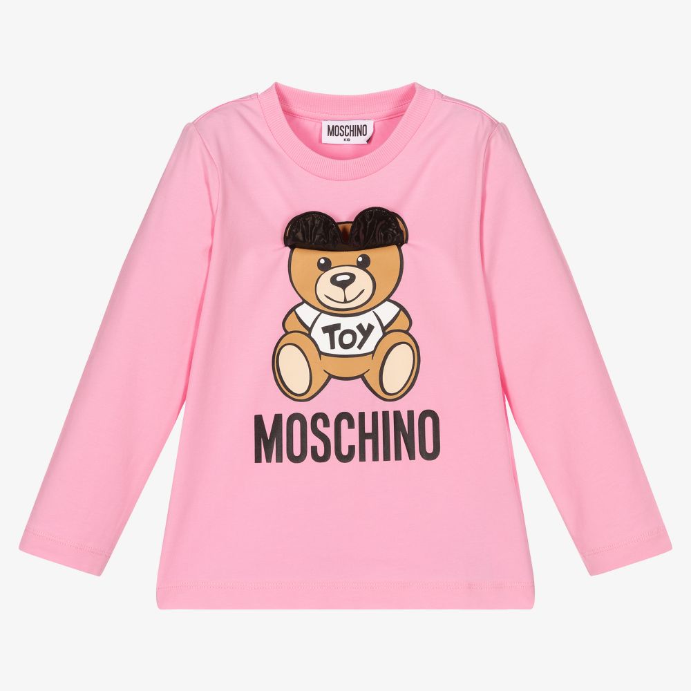 Moschino Kid-Teen - Pink Teddy Bear Logo Top | Childrensalon Outlet