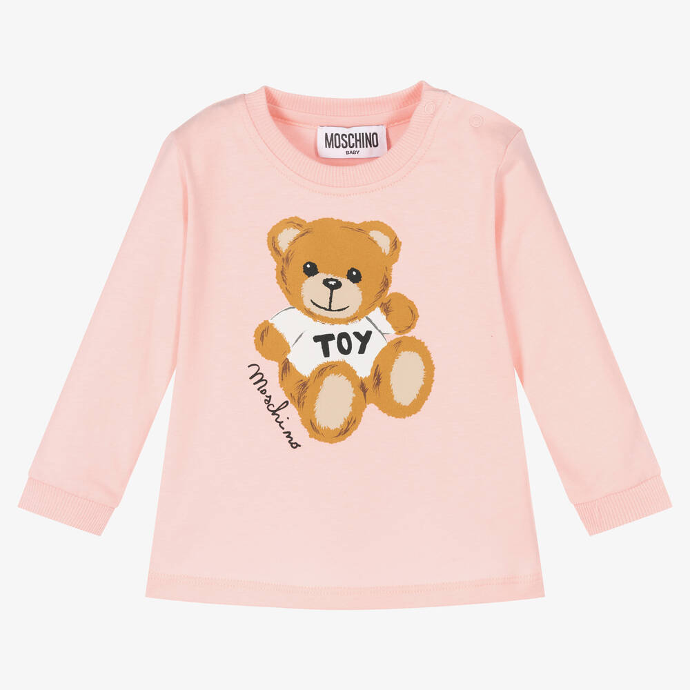 Moschino Baby - Pink Teddy Bear Logo Top | Childrensalon