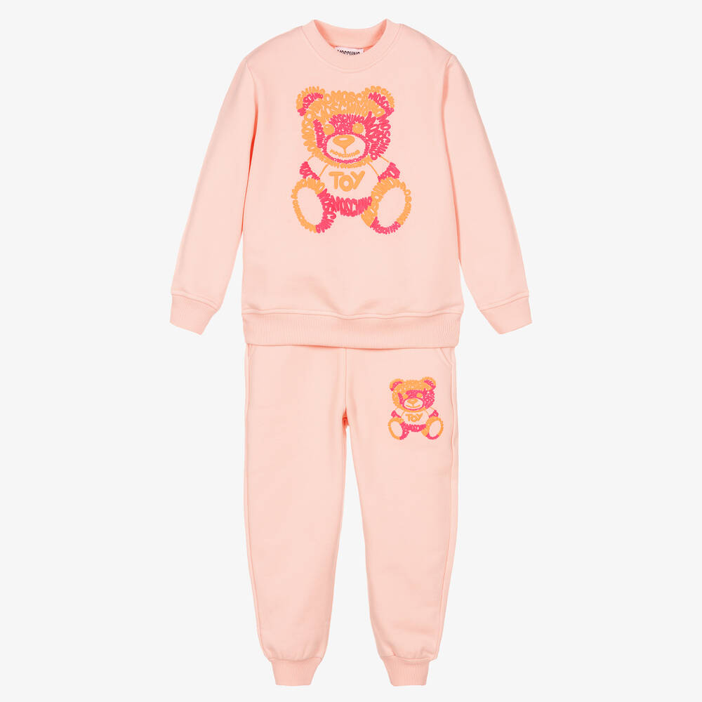 Moschino Kid-Teen - Pink Teddy Bear Logo Tracksuit | Childrensalon