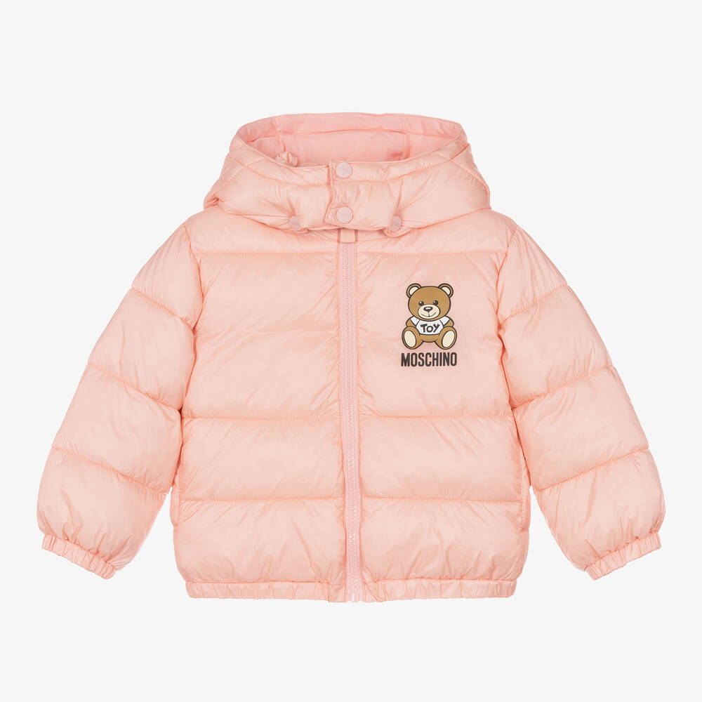 Moschino Baby - Pink Teddy Bear Puffer Jacket | Childrensalon