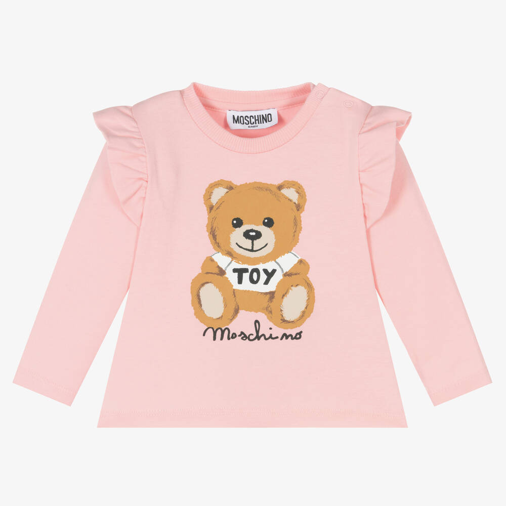 Moschino Baby - توب أطفال بناتي قطن جيرسي لون زهري فاتح | Childrensalon