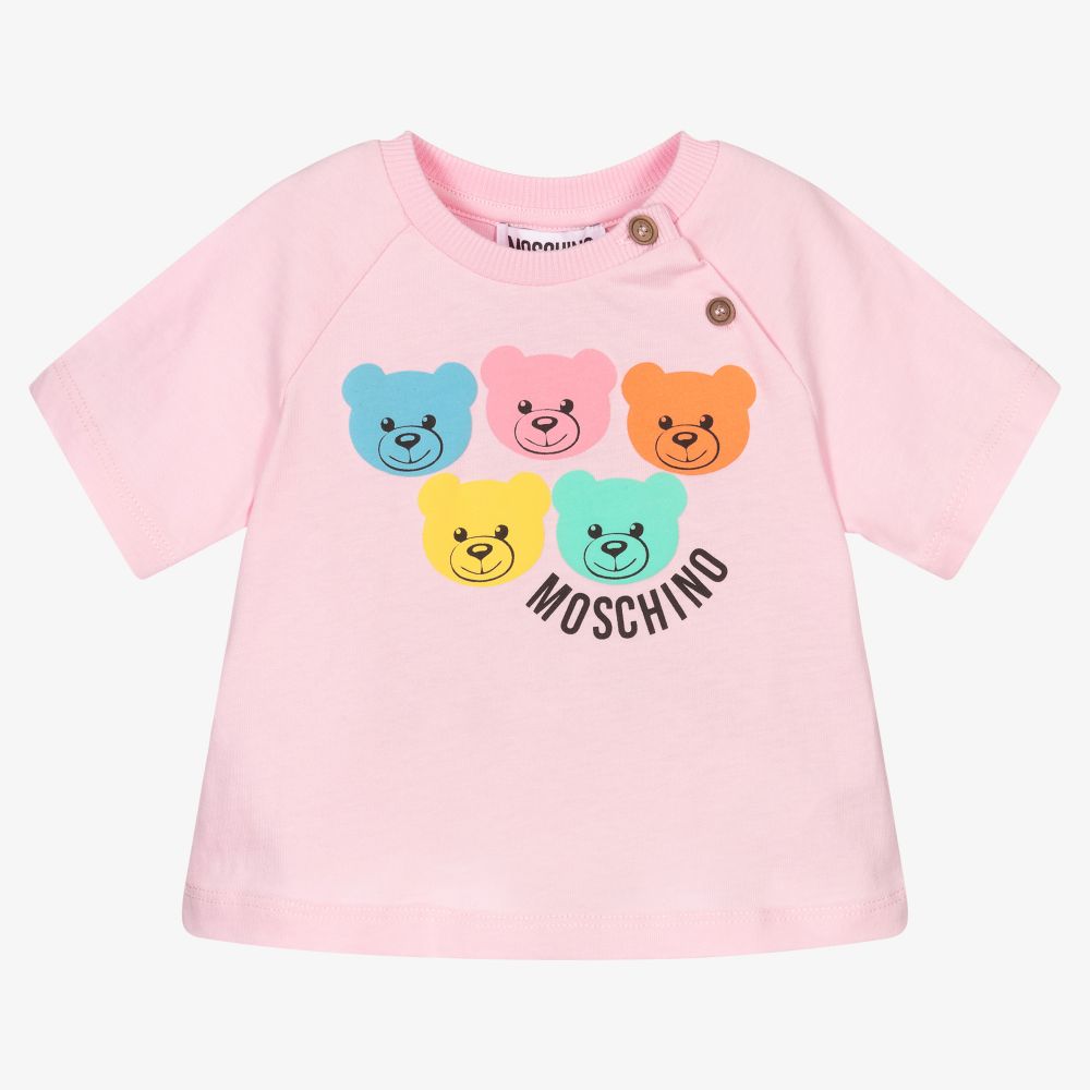 Moschino Baby - Pink Teddy Bears T-Shirt | Childrensalon