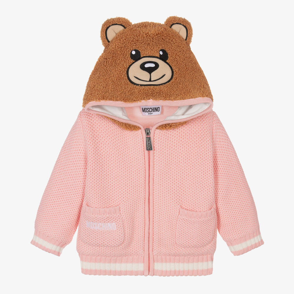 Moschino Baby - Pink Teddy Knitted Cardigan | Childrensalon