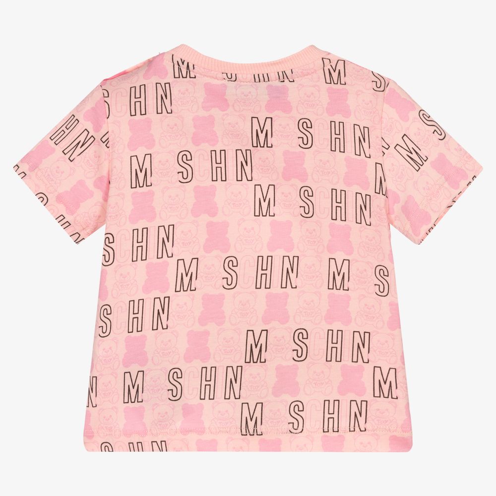 Moschino Малыши-Розовая футболка с медвежатами для малышей | Childrensalon Outlet