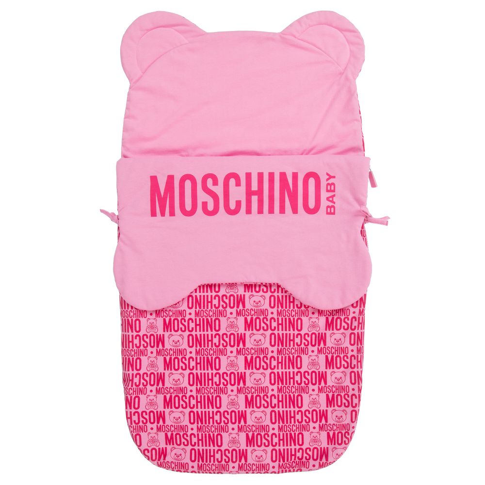Moschino Baby - محضن قطن لون زهري للمولودات (76سم) | Childrensalon