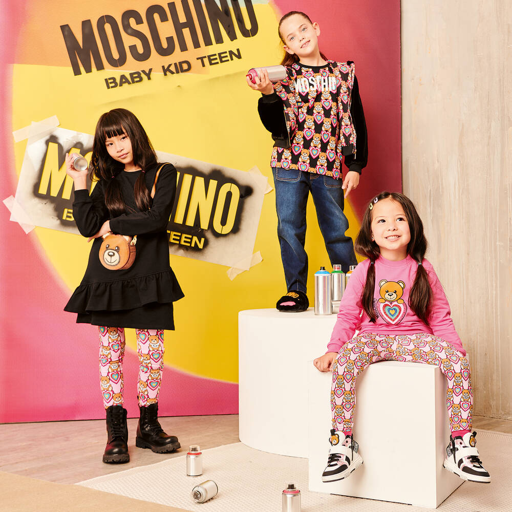 Moschino Kid-Teen Pink Teddy Logo Sweatshirt