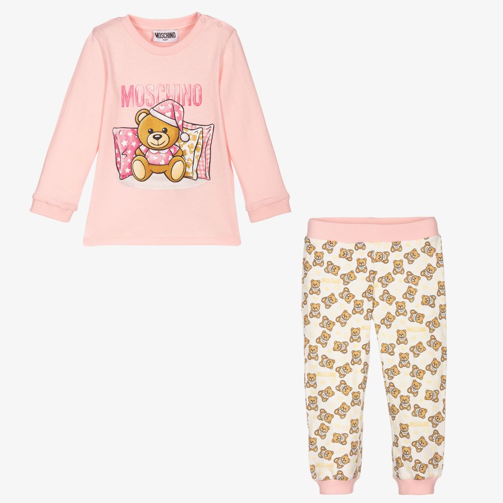 Moschino Малыши-Розовый топ с мишкой и штанишки | Childrensalon Outlet