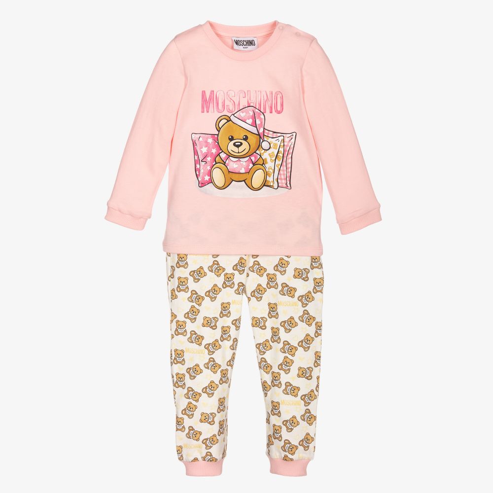 Moschino Baby-Pink Teddy Trouser Set | Childrensalon Outlet