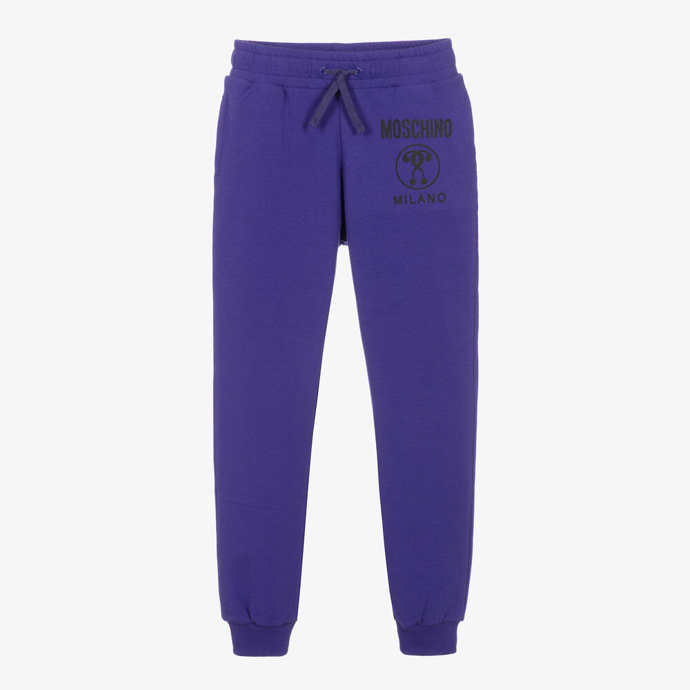 Moschino Kid-Teen - Purple Cotton Logo Joggers | Childrensalon