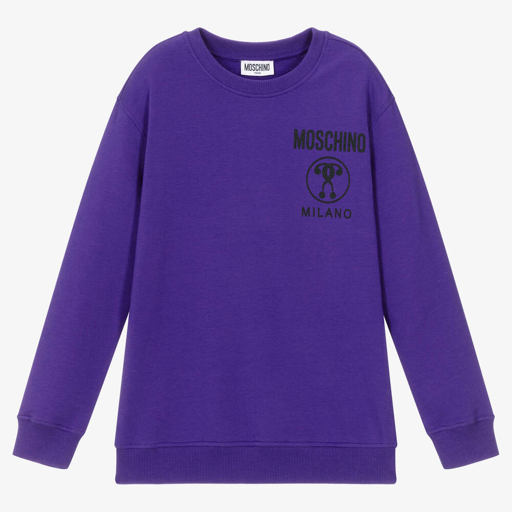 Moschino Kid-Teen - Purple Cotton Logo Sweatshirt | Childrensalon