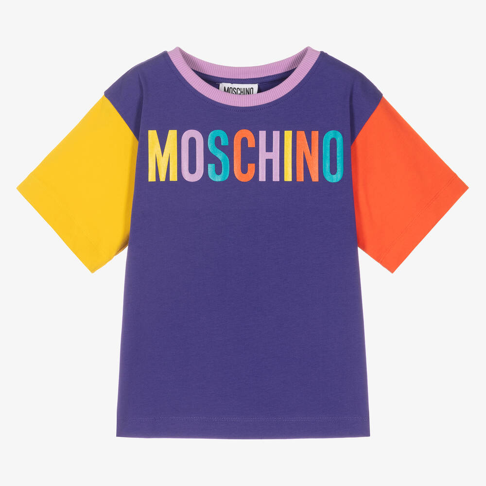 Moschino Kid-Teen - تيشيرت أوفر سايز قطن جيرسي لون بنفسجي | Childrensalon