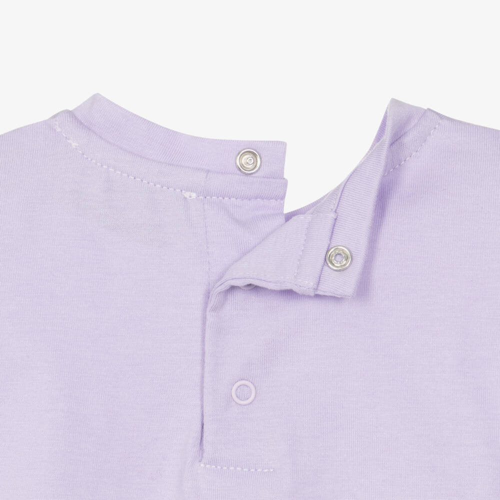 Moschino-Purple Flowers Bear Logo T-shirt | Childrensalon Outlet
