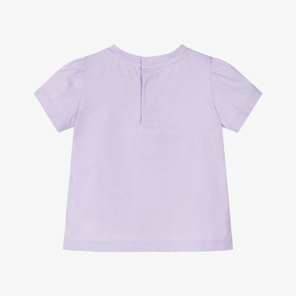 Moschino-Purple Flowers Bear Logo T-shirt | Childrensalon Outlet