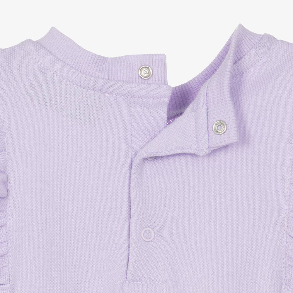 Moschino-Purple Flowers Bear Pique Dress | Childrensalon Outlet