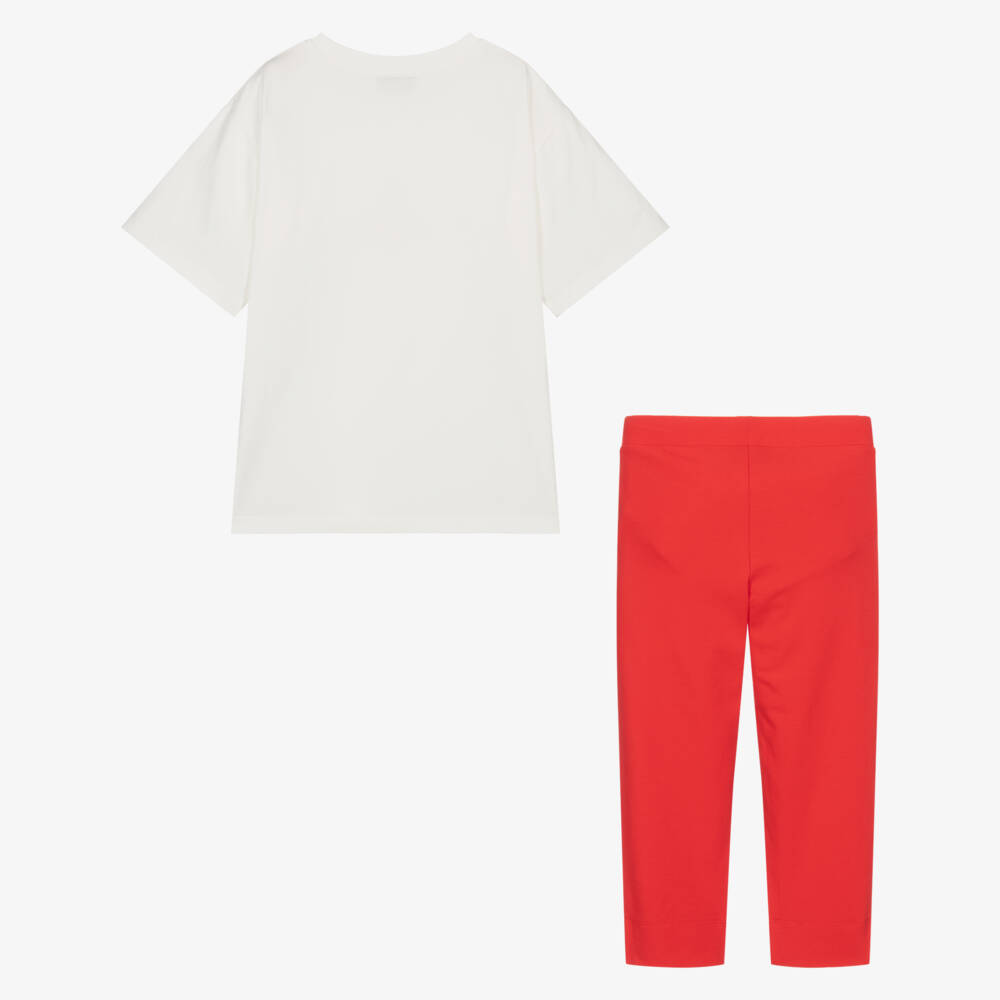 Moschino-Red And Ivory Leggings Set | Childrensalon Outlet