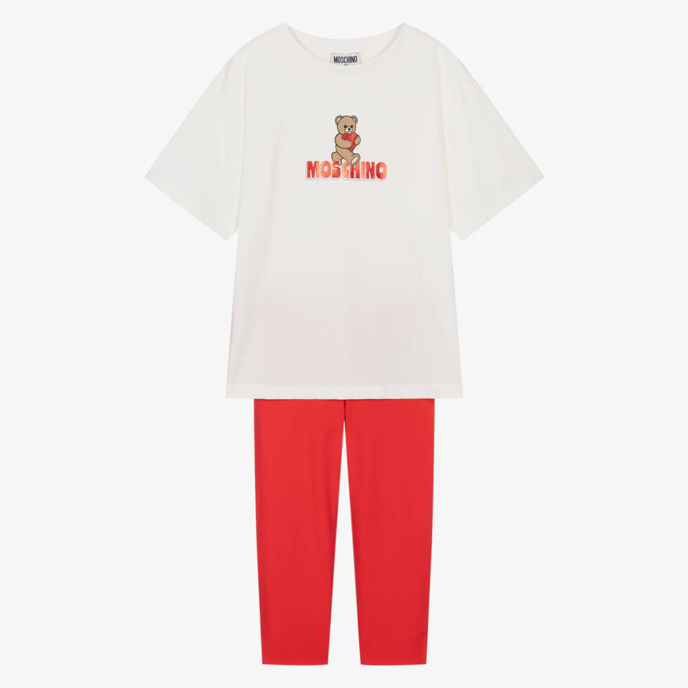Moschino-Red And Ivory Leggings Set | Childrensalon Outlet