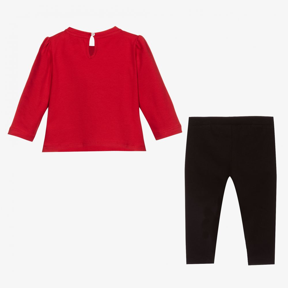 Moschino Baby Red & Black Leggings Set Childrensalon Outlet