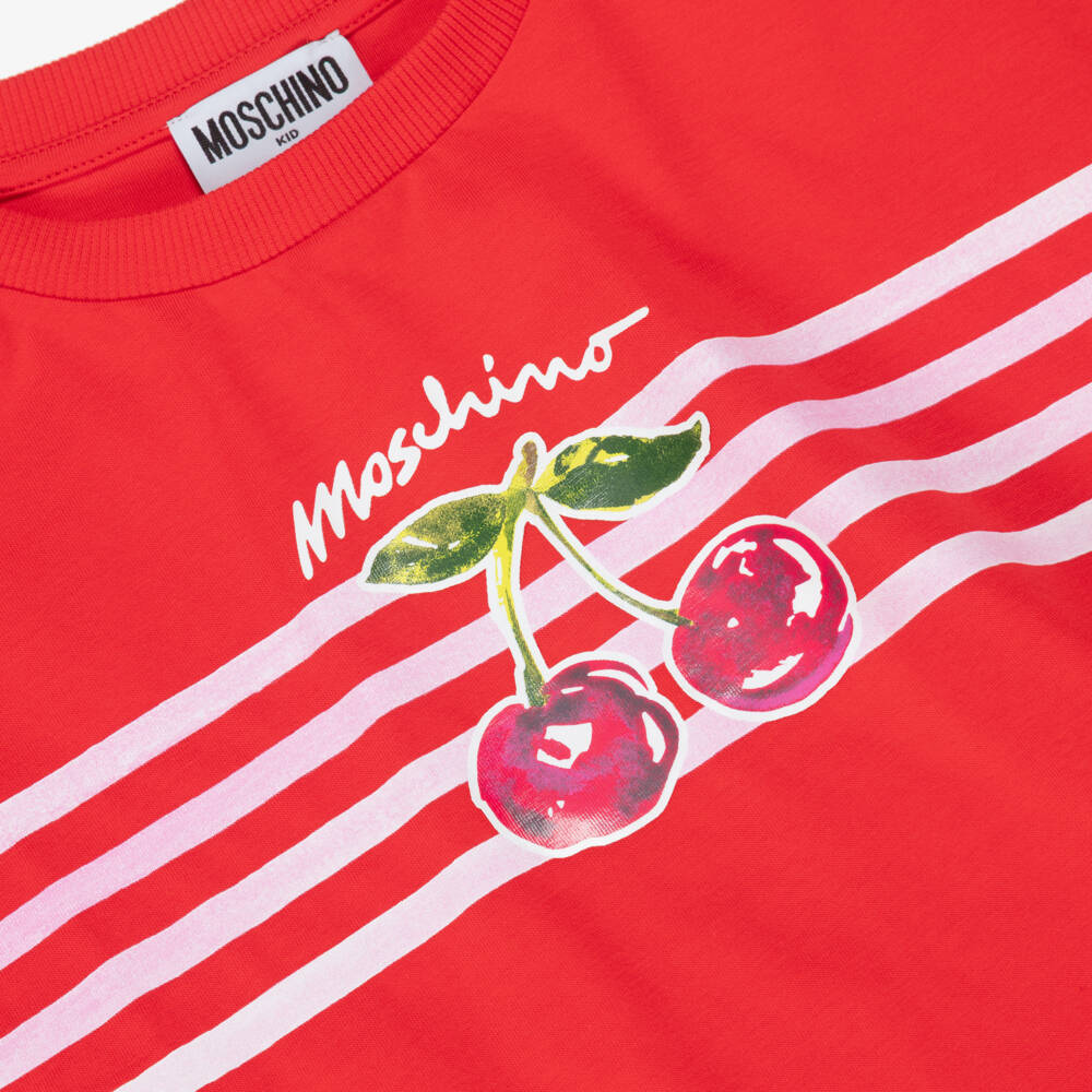 Moschino-Футболка красная Cherry для девочек | Childrensalon Outlet