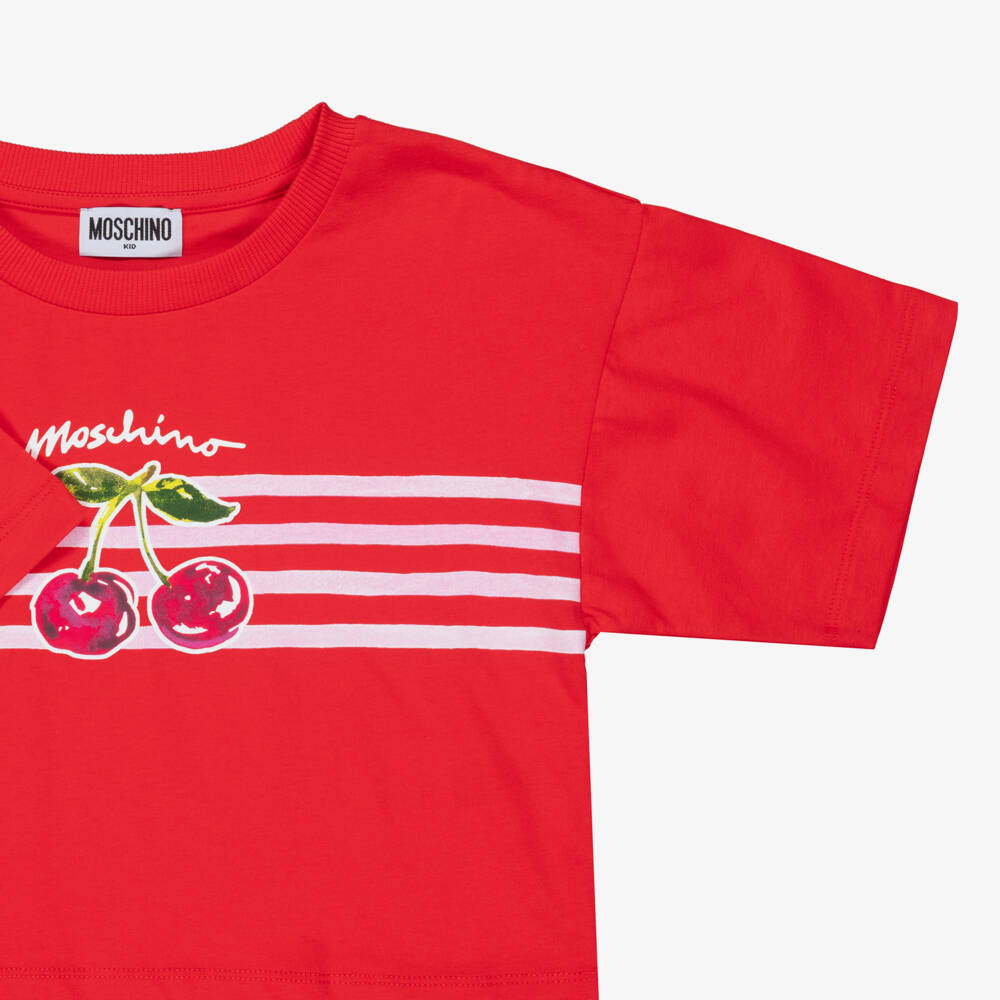 Moschino-Футболка красная Cherry для девочек | Childrensalon Outlet