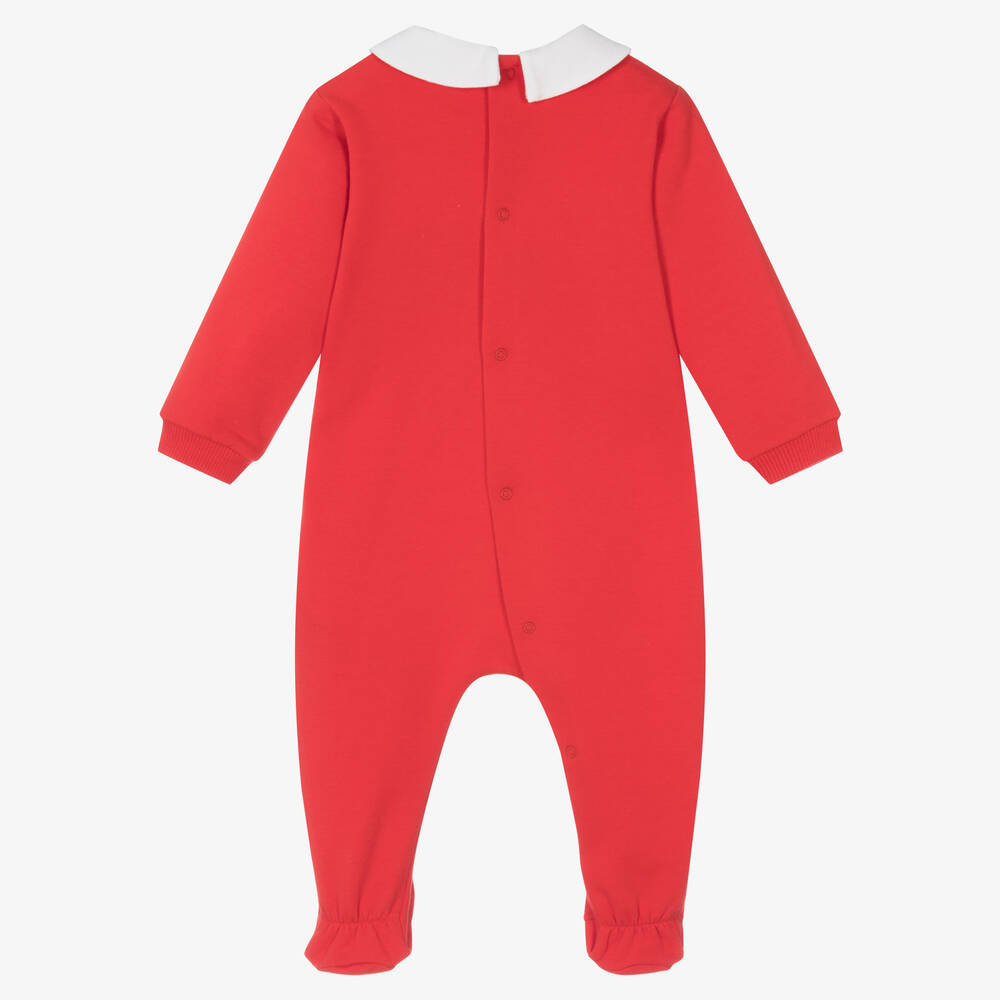 موسكينو Baby-أفرول بيبي غرو قطن جيرسي لون أحمر بطبعة تيدي بير | Childrensalon Outlet