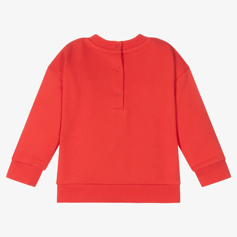 Moschino Baby Red Cotton Logo Sweatshirt Childrensalon Outlet