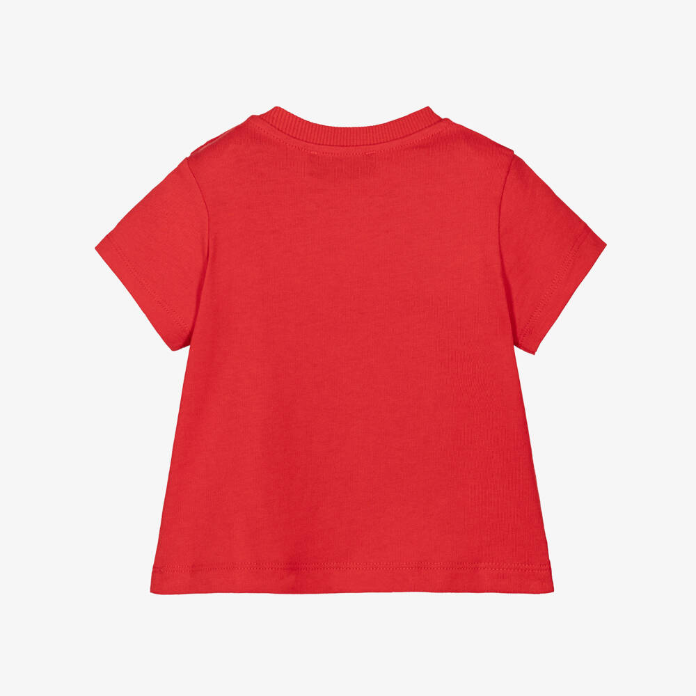 Moschino-Red Cotton Teddy Bear Baby T-Shirt | Childrensalon Outlet