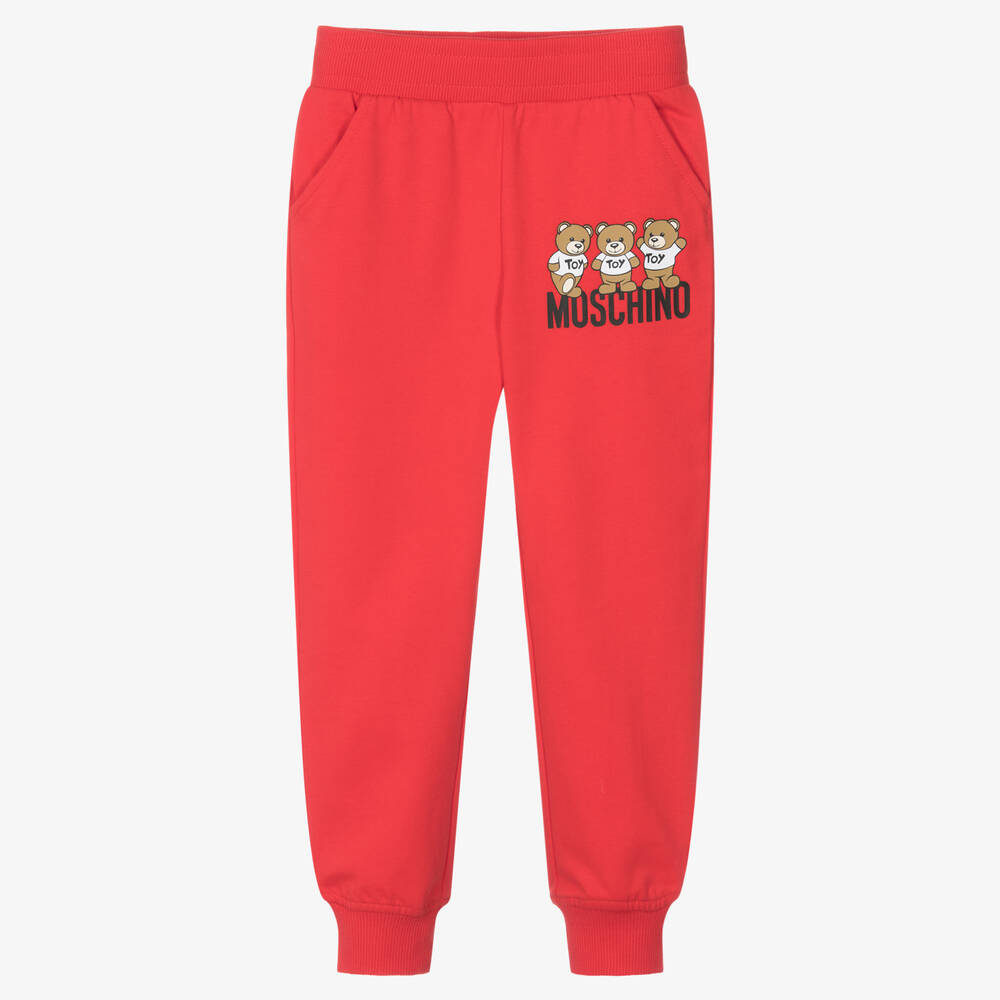 Moschino Kid-Teen - Красные джоггеры с медвежатами | Childrensalon