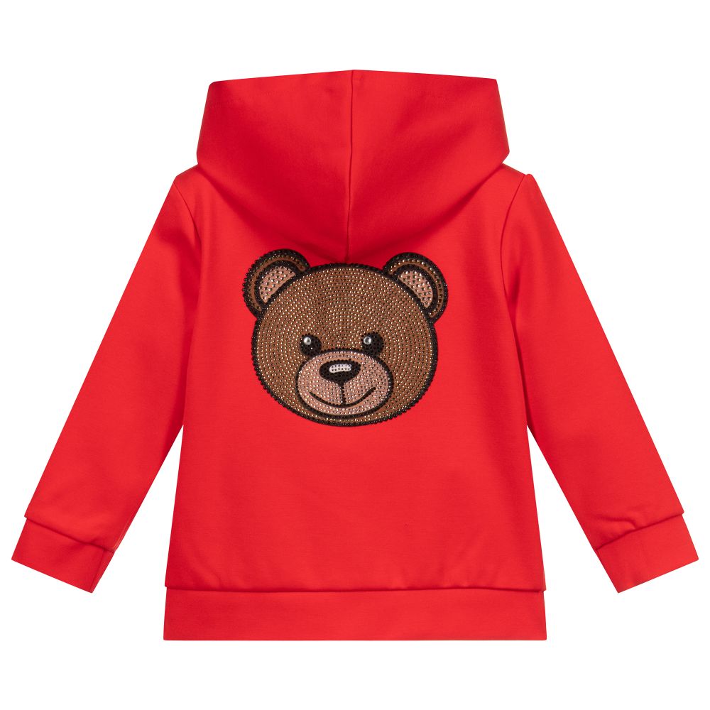 Moschino Red Hooded Logo Jacket