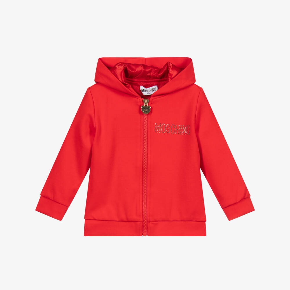 Moschino Малыши-Red Hooded Logo Jacket | Childrensalon Outlet
