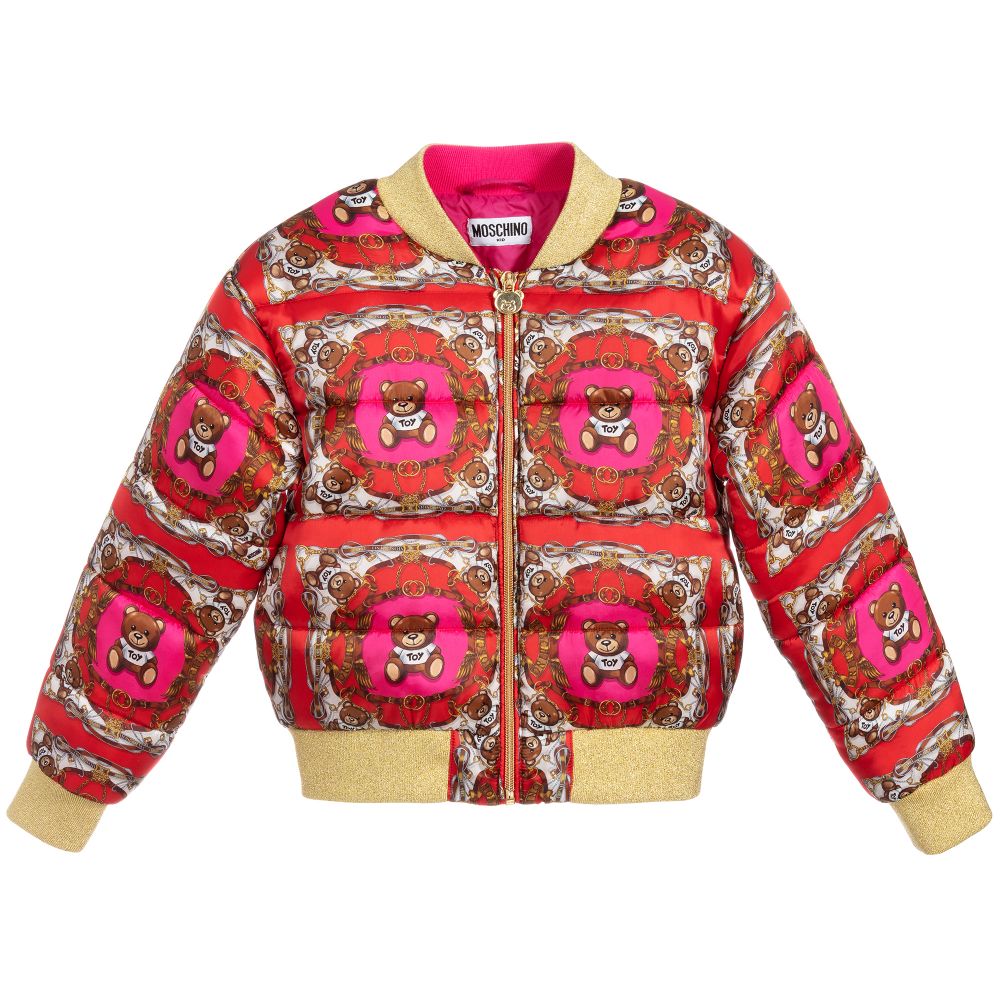 Red & Pink Teddy Bomber Jacket