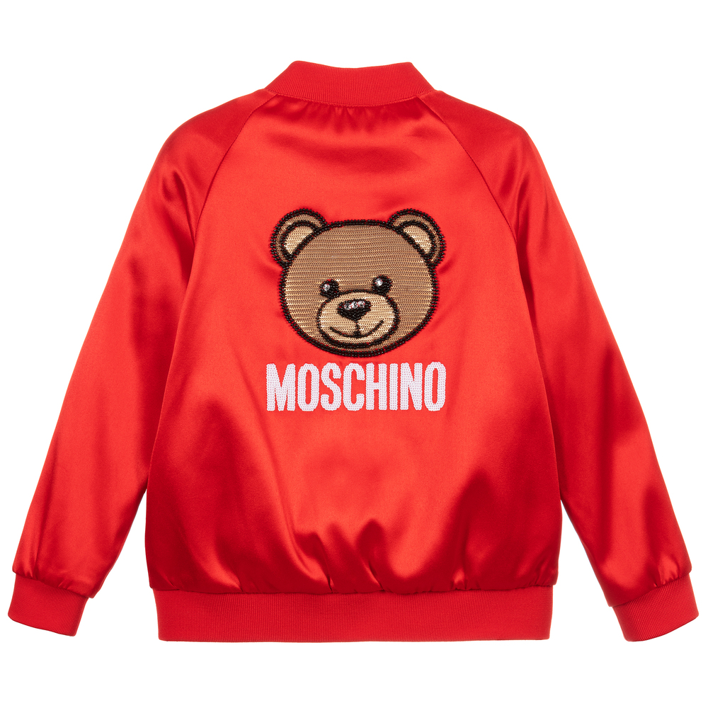 Moschino Red Satin Logo Jacket