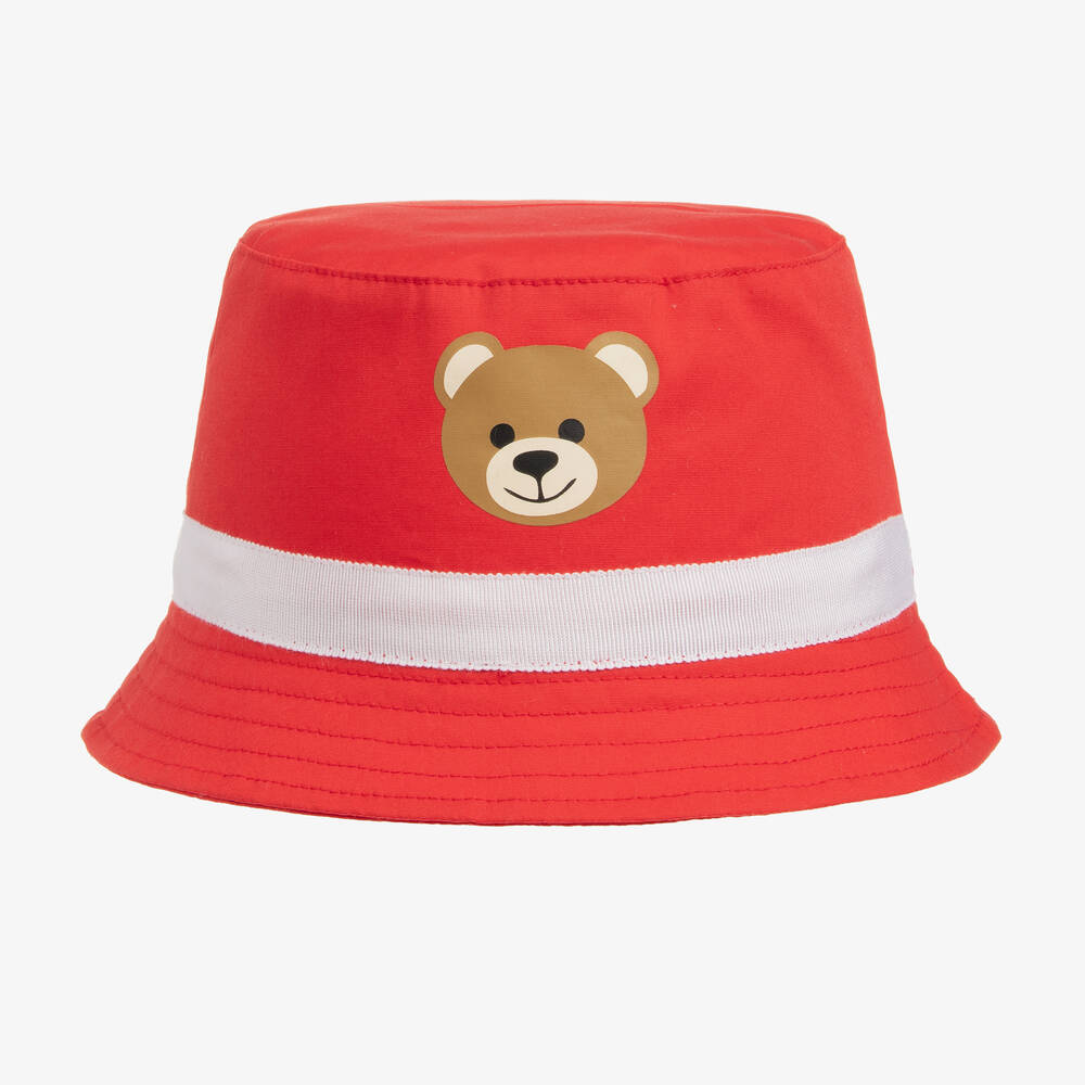 Moschino Baby - قبعة للشمس قطن تويل لون أحمر للأطفال | Childrensalon