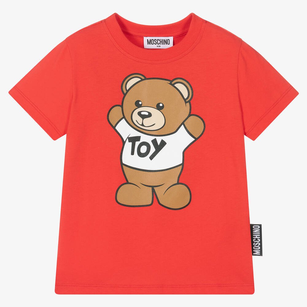 Moschino Kid-Teen - Rotes T-Shirt mit Teddybär | Childrensalon