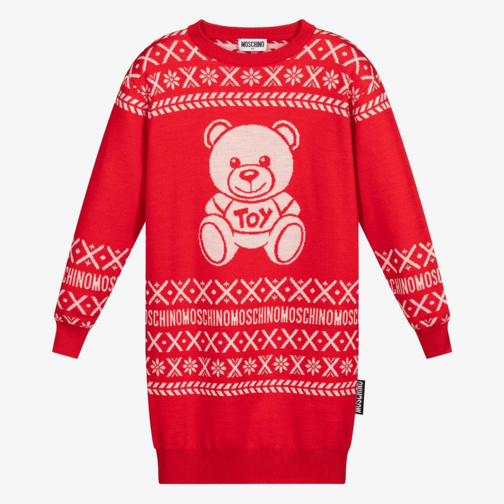 Moschino Kid-Teen-فستان كنزة صوف محبوك لون أحمر | Childrensalon Outlet