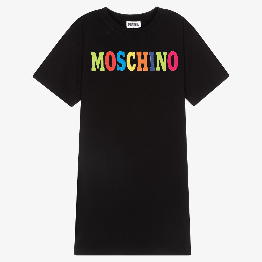 Moschino Kid-Teen - فستان تينز بناتي قطن جيرسي لون أسود | Childrensalon