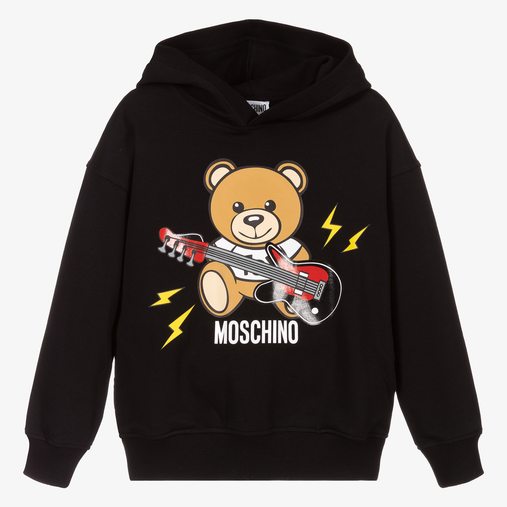 Moschino Kid-Teen - Teen Black Cotton Logo Hoodie | Childrensalon