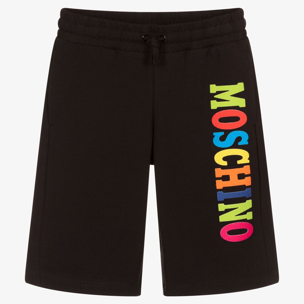 Moschino Kid-Teen - Teen Black Cotton Logo Shorts | Childrensalon