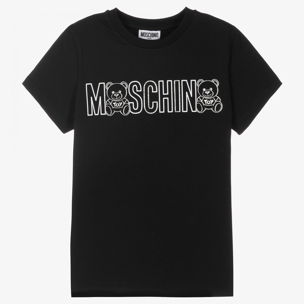 Moschino Kid-Teen-Teen Black Cotton Logo T-Shirt | Childrensalon Outlet