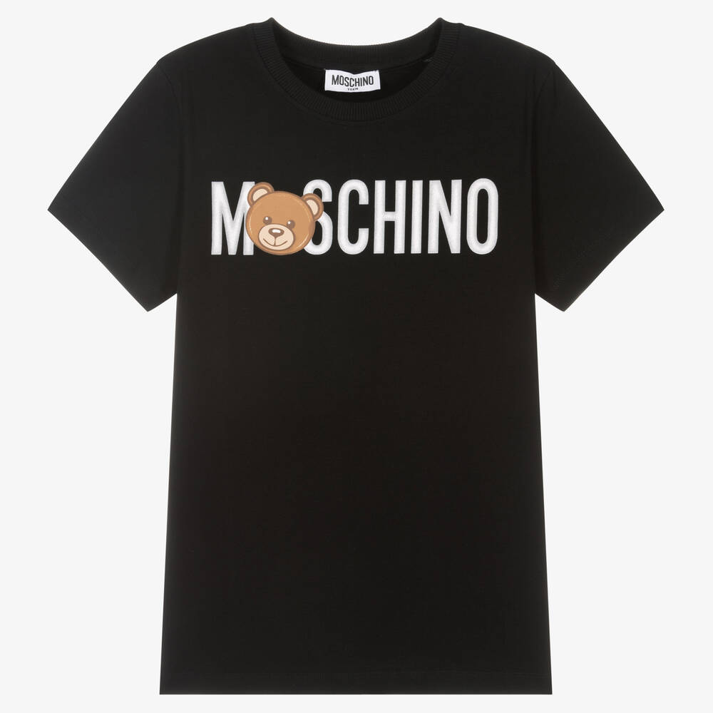 Moschino Kid-Teen - Черная хлопковая футболка для подростков | Childrensalon