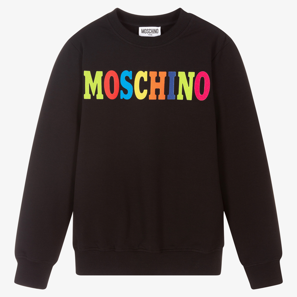 Moschino Kid-Teen - Черный хлопковый свитшот для подростков | Childrensalon