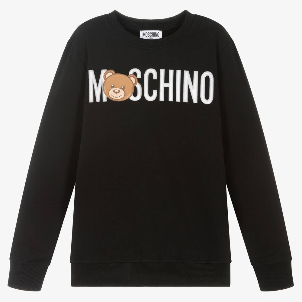Moschino Kid-Teen - سويتشيرت تينز قطن جيرسي لون أسود | Childrensalon