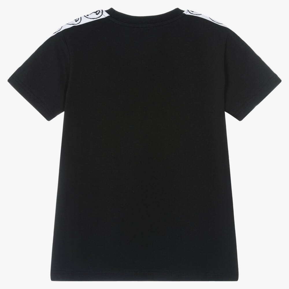 Moschino Kid-Teen-Teen Black Cotton Tape T-Shirt | Childrensalon Outlet