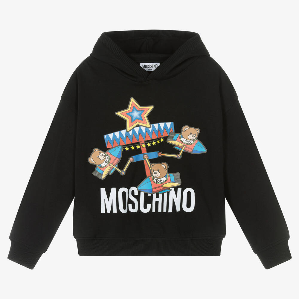 Moschino Kid-Teen - توب هودي تينز قطن لون أسود | Childrensalon