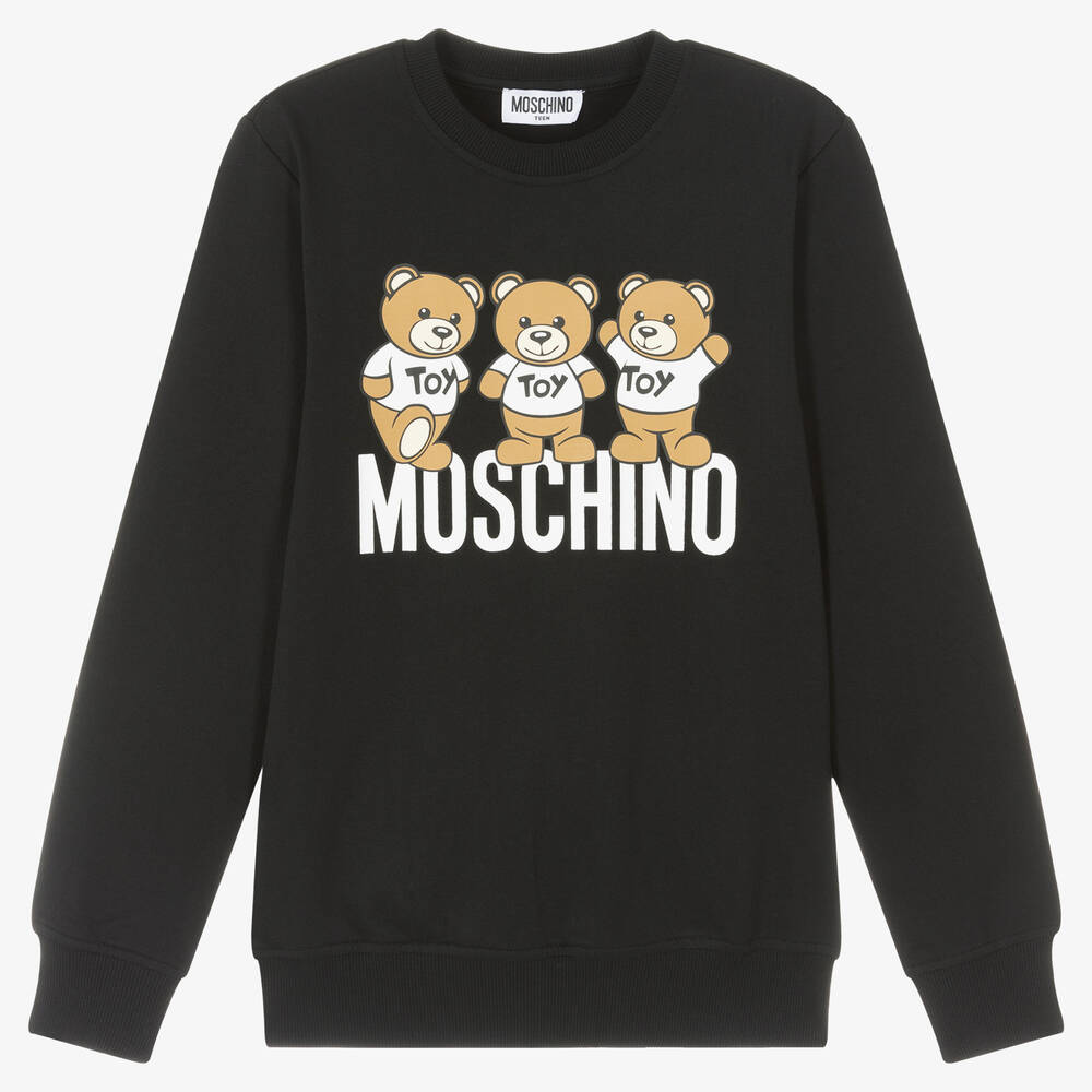 Moschino Kid-Teen - Sweat-shirt noir en coton Teddy Ado | Childrensalon