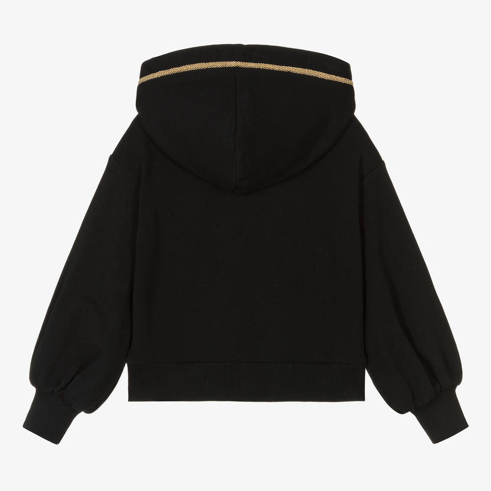Moschino Kid-Teen-Teen Black & Gold Logo Hoodie | Childrensalon Outlet
